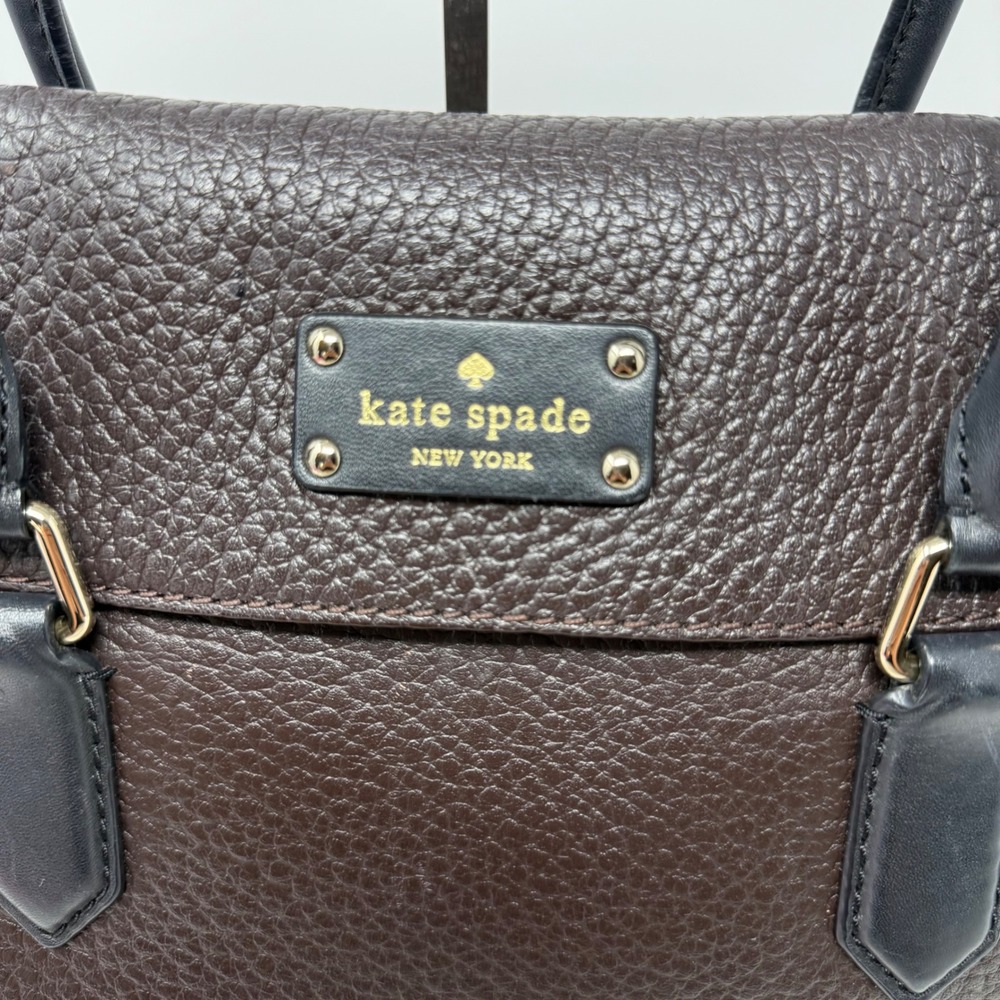 Kate Spade New York Pebbled Leather Satchel Brown Taupe Crossbody Bag Designer - Picture 4 of 12